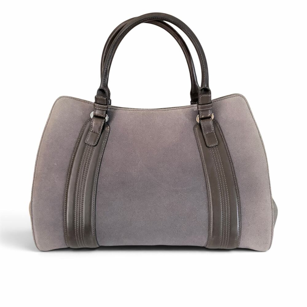 Loewe Amazona Grey Suede Leather Boston Bag Double Handle Vintage - Picture 14 of 15